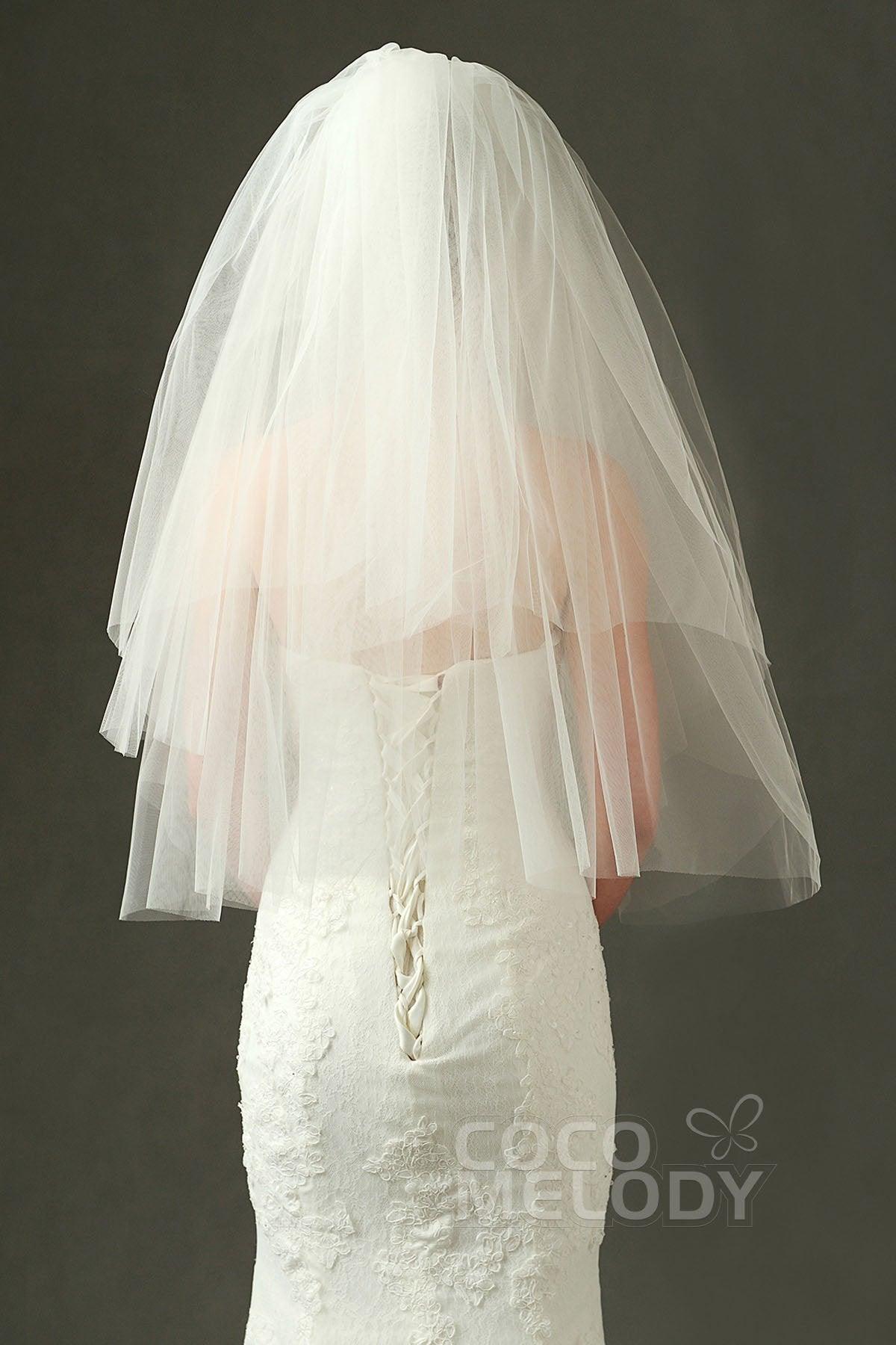 Two-tier Cut Edge Tulle Waist Veils AV160016 - COCOMELODY