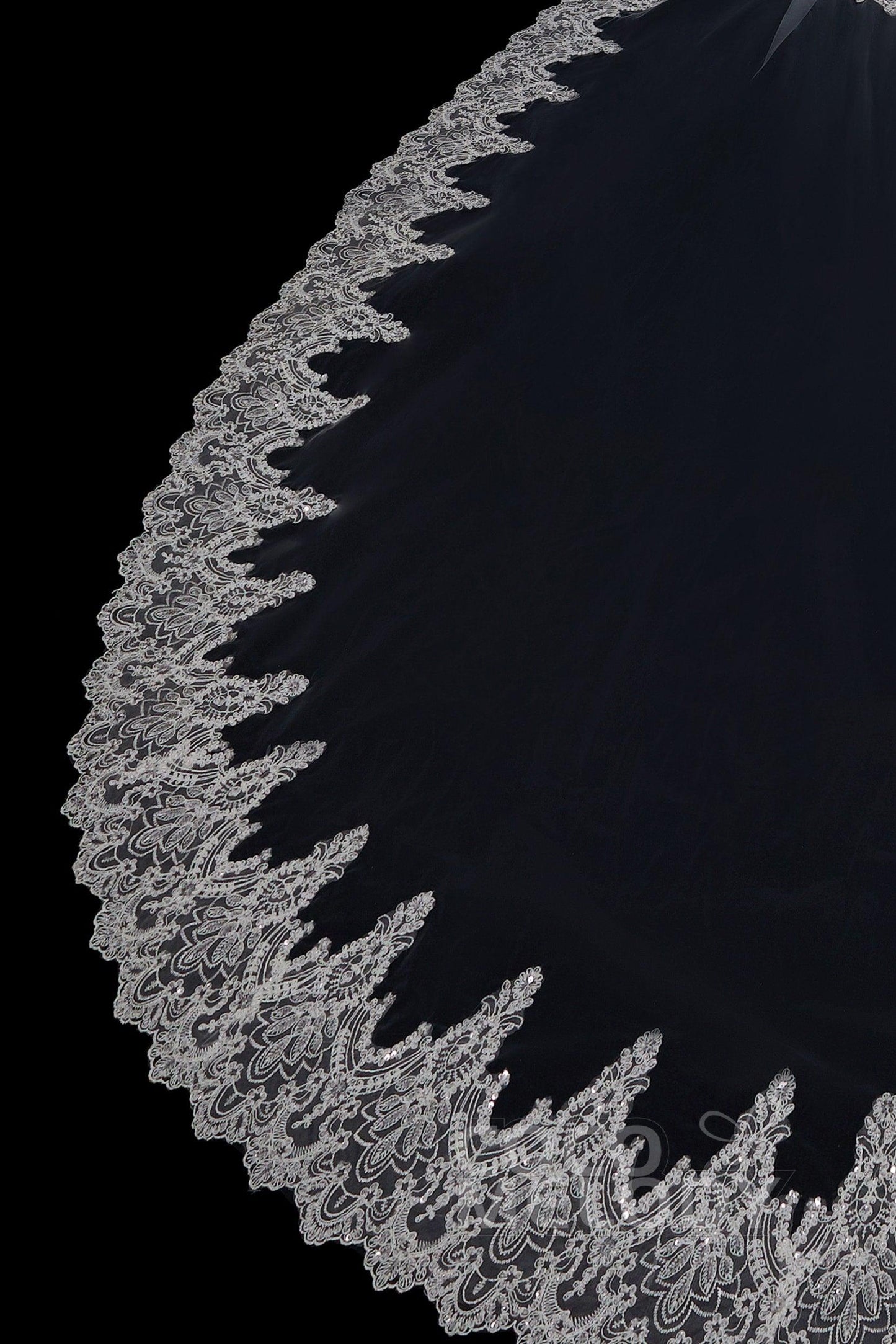 Two-tier Lace Edge Tulle Cathedral Veils Appliques AV18021 - COCOMELODY