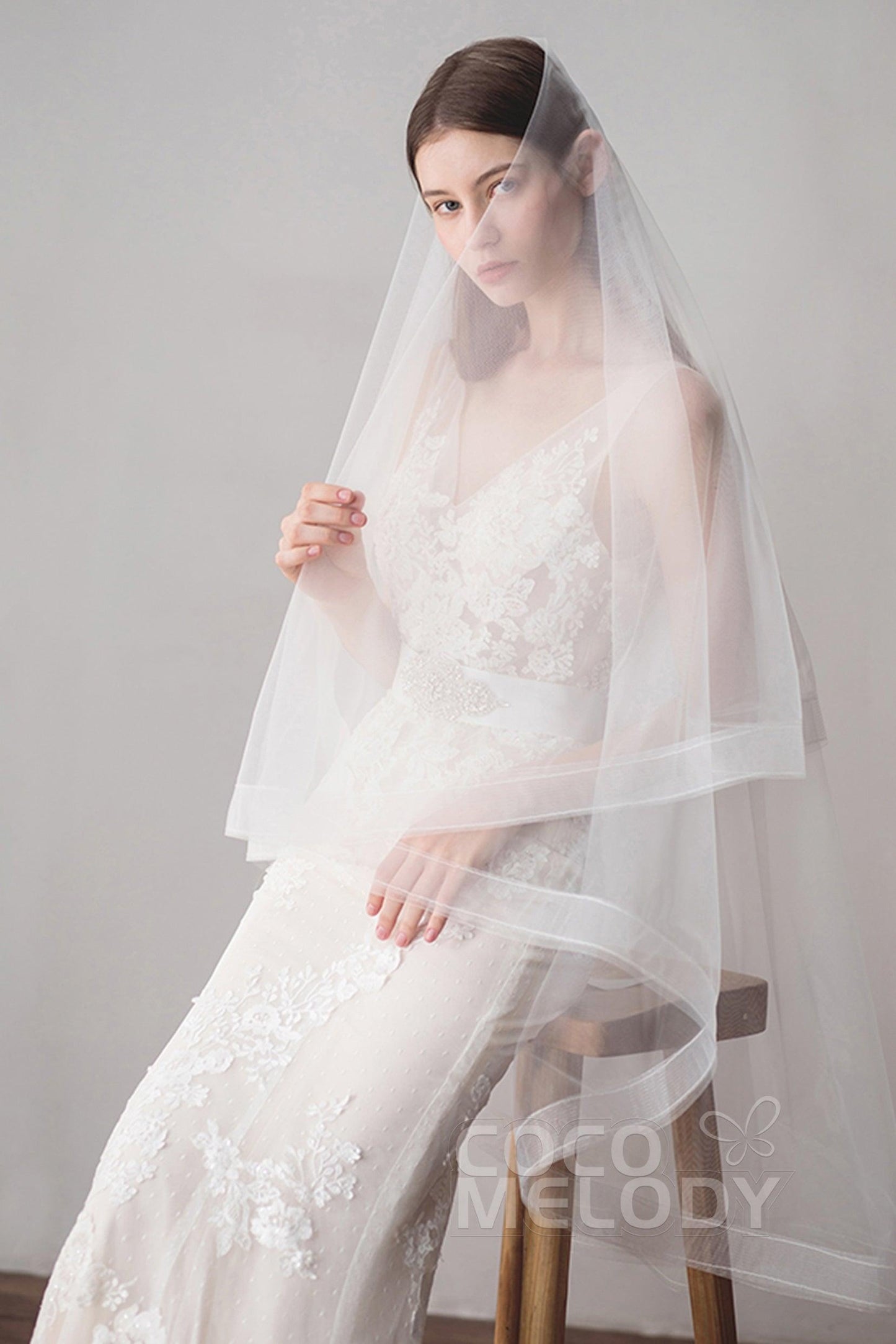 Elegant Two-tier Tulle Hip Veils AV18025