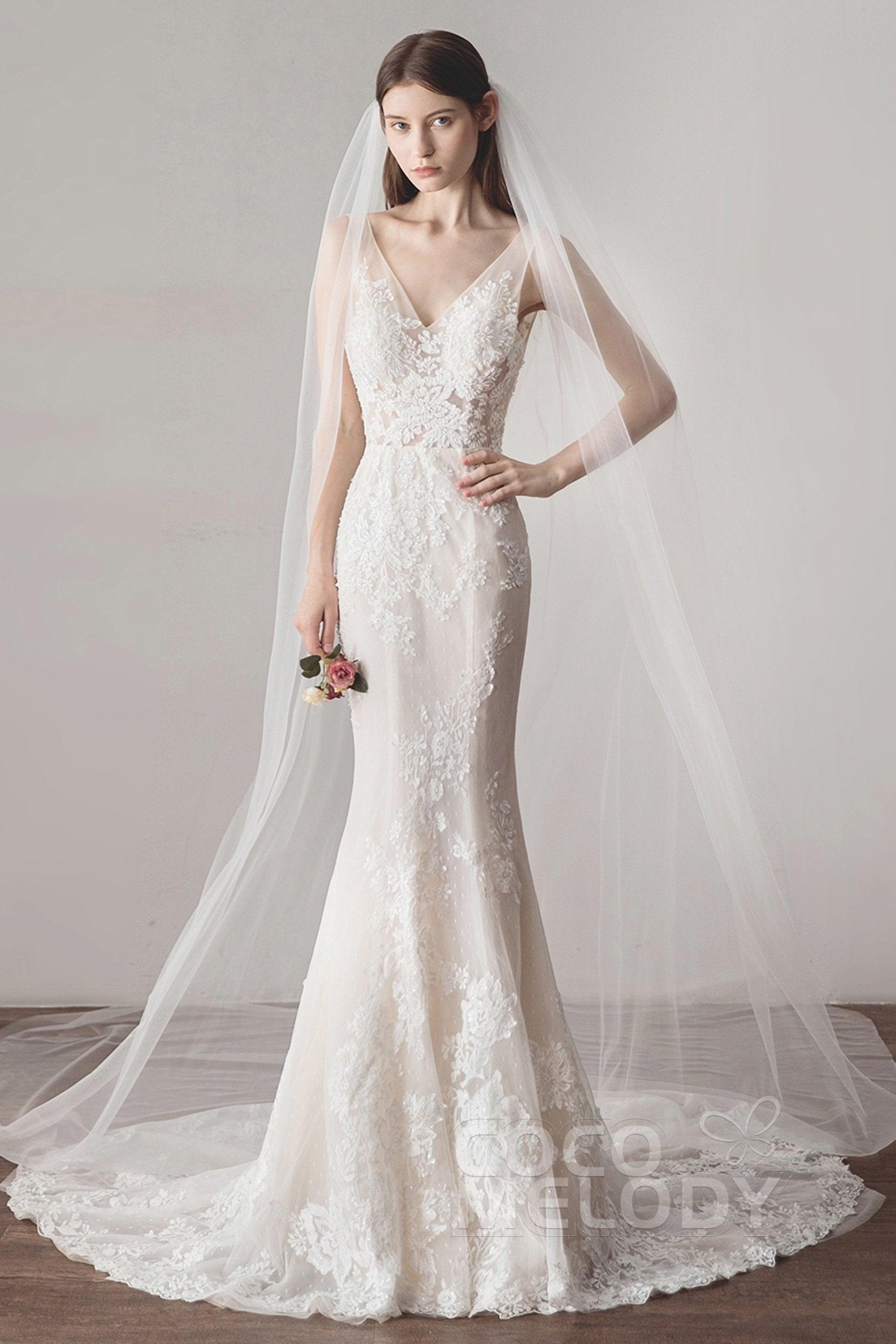 Charming One-tier Cut Edge Tulle Chapel Veils AV18036 - COCOMELODY