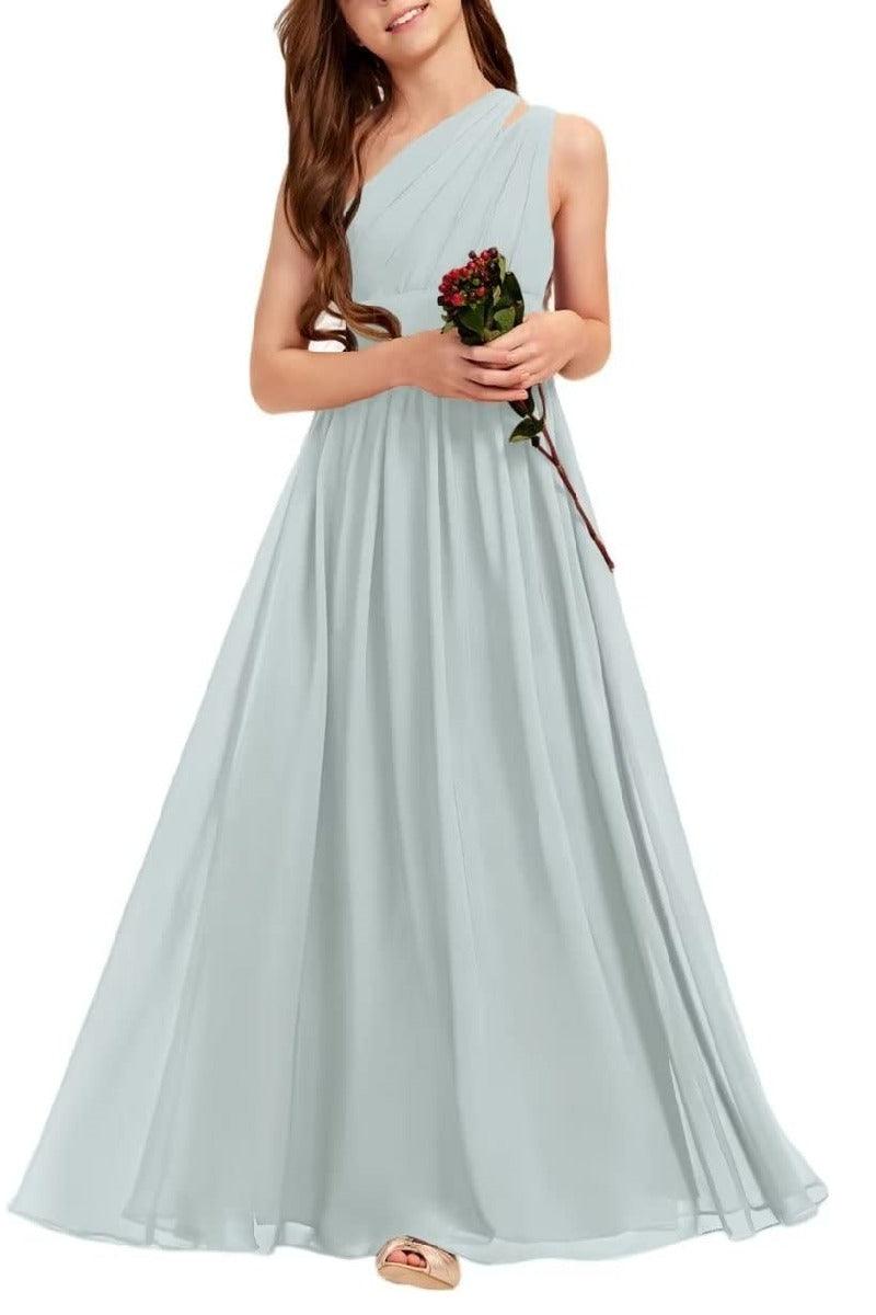 One Shoulder A-Line Junior Bridesmaid Dress B0C69DBSKL - COCOMELODY