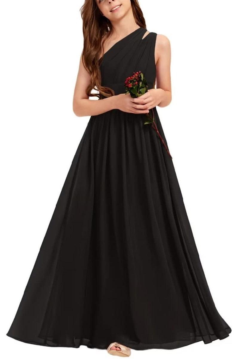 One Shoulder A-Line Junior Bridesmaid Dress B0C69DBSKL - COCOMELODY