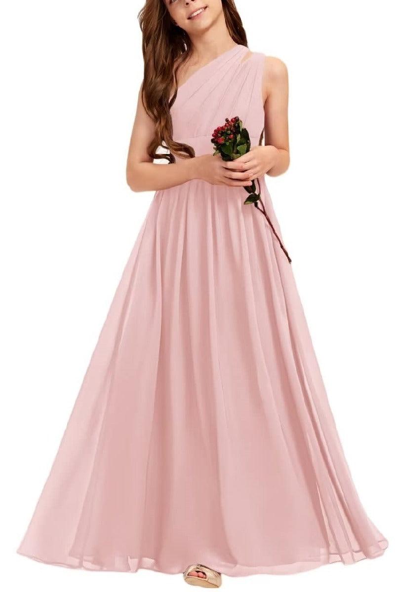 One Shoulder A-Line Junior Bridesmaid Dress B0C69DBSKL - COCOMELODY