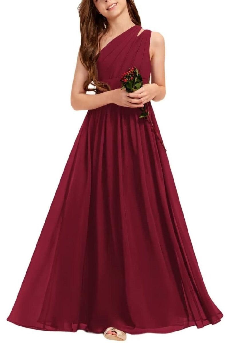 One Shoulder A-Line Junior Bridesmaid Dress B0C69DBSKL - COCOMELODY