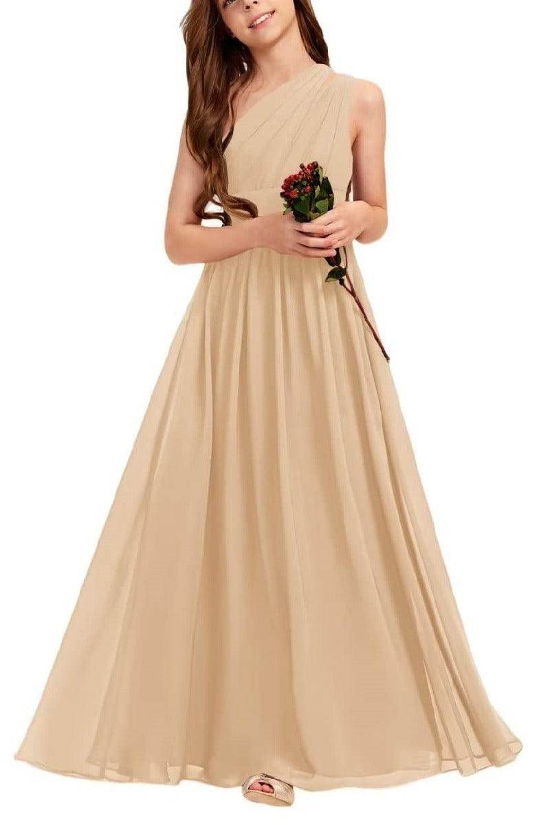 One Shoulder A-Line Chiffon Junior Bridesmaid Dress for Wedding COCOMELODY B0C69DBSKL, Dark Champagne One Shoulder A-Line Chiffon Junior Bridesmaid Dress for Wedding COCOMELODY B0C69DBSKL, Dark Champagne
