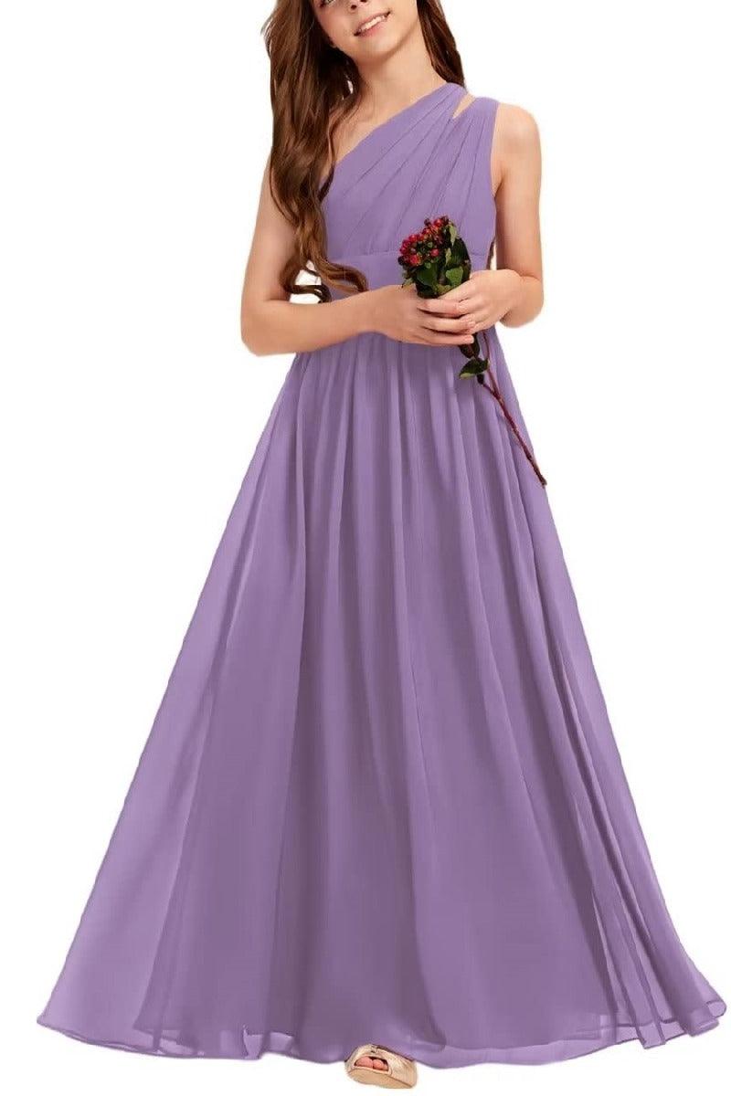 One Shoulder A-Line Junior Bridesmaid Dress B0C69DBSKL - COCOMELODY