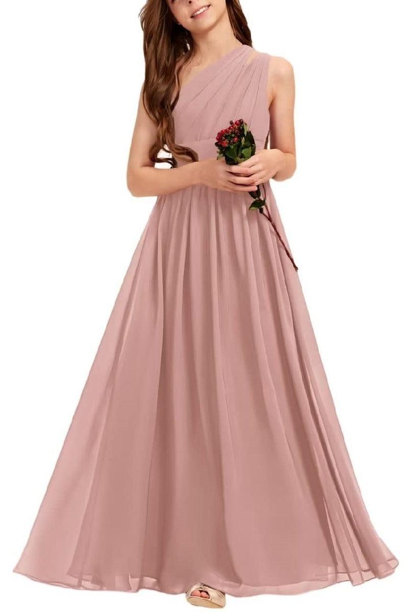 One Shoulder A-Line Junior Bridesmaid Dress B0C69DBSKL - COCOMELODY