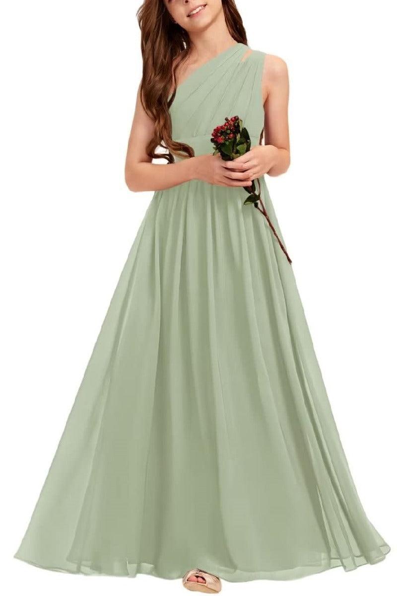 One Shoulder A-Line Junior Bridesmaid Dress B0C69DBSKL - COCOMELODY