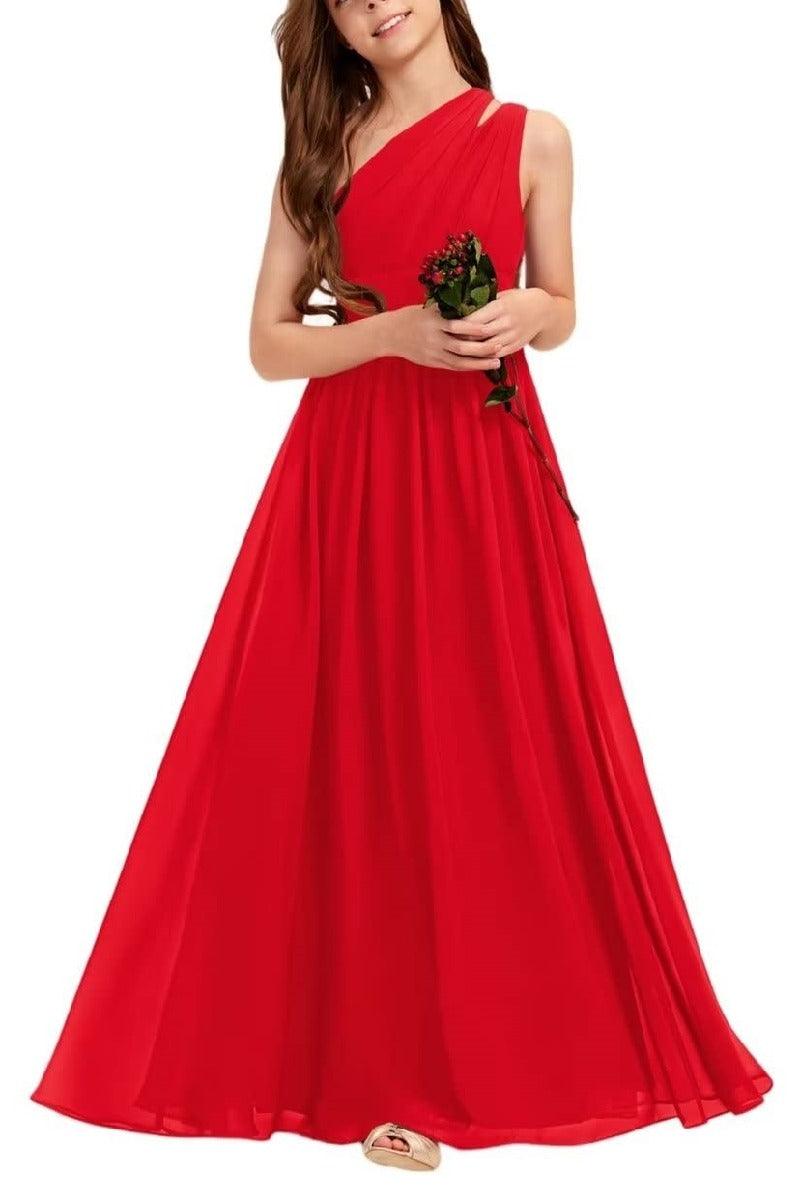 One Shoulder A-Line Junior Bridesmaid Dress B0C69DBSKL - COCOMELODY