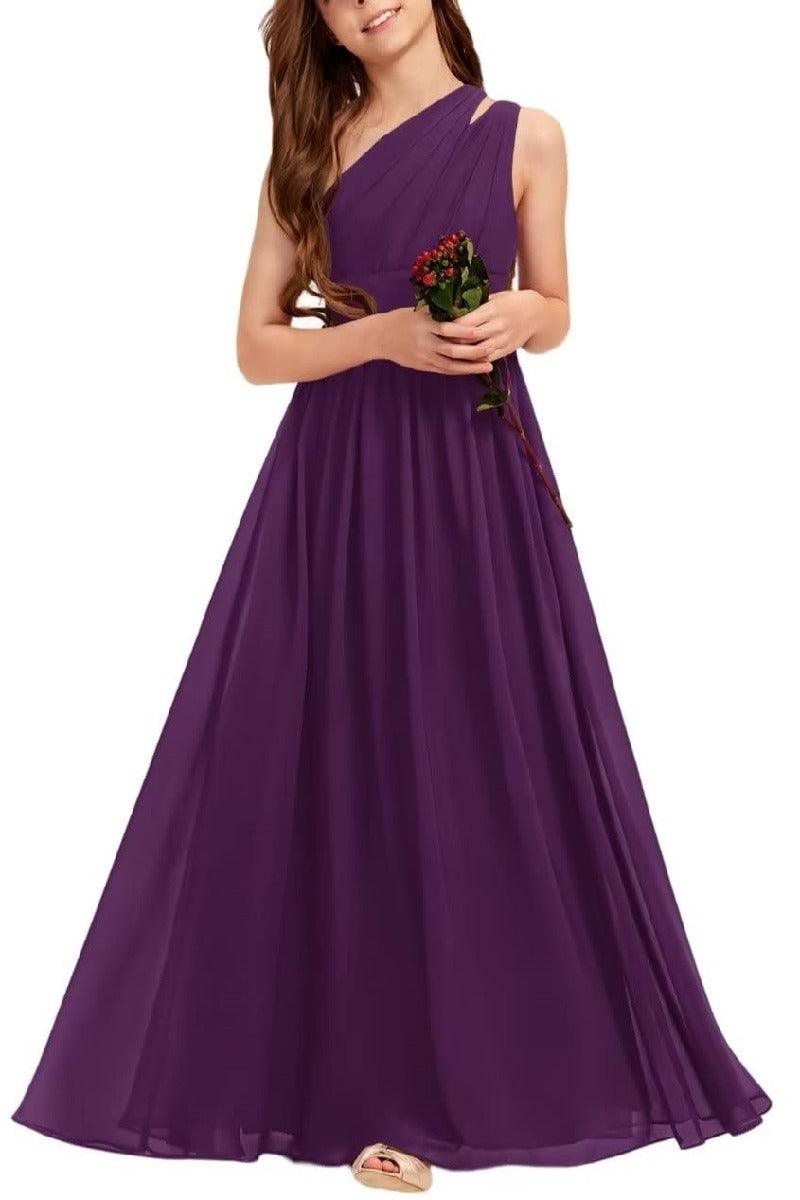 One Shoulder A-Line Junior Bridesmaid Dress B0C69DBSKL - COCOMELODY