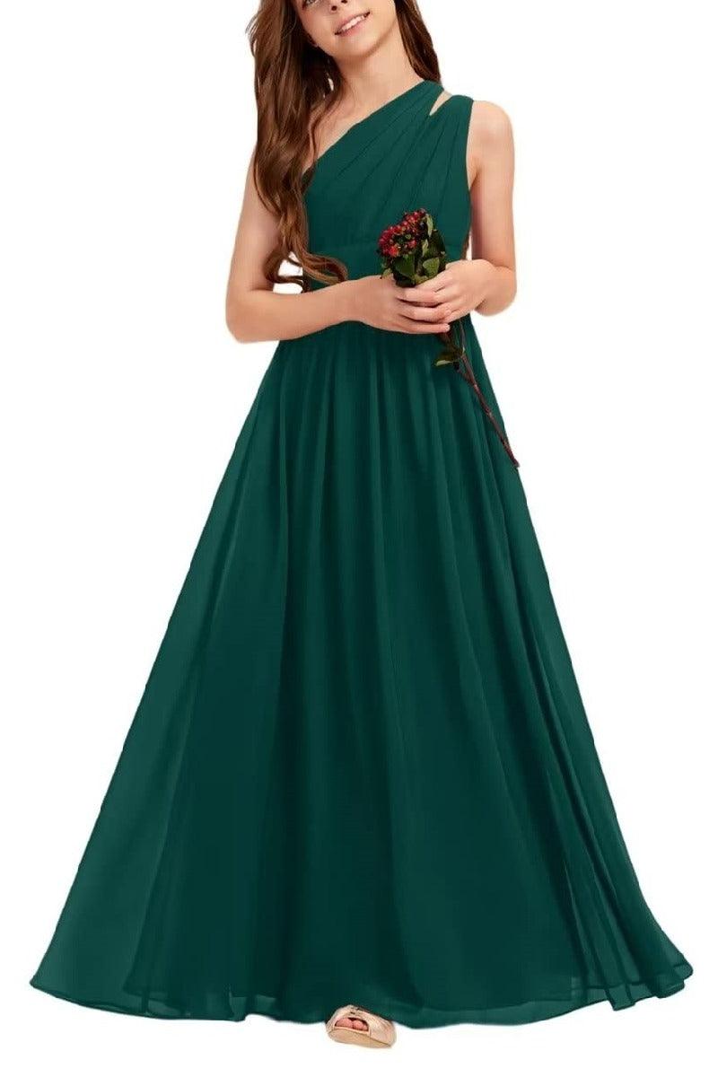 One Shoulder A-Line Junior Bridesmaid Dress B0C69DBSKL - COCOMELODY