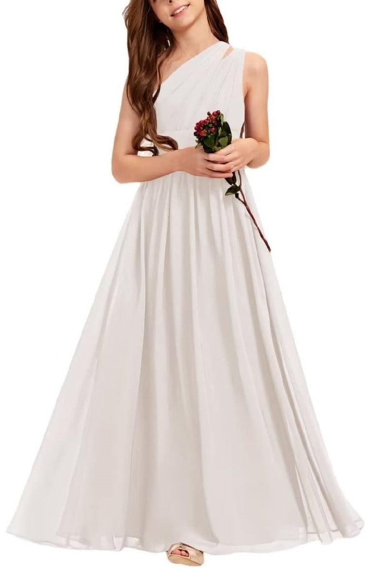 One Shoulder A-Line Junior Bridesmaid Dress B0C69DBSKL - COCOMELODY