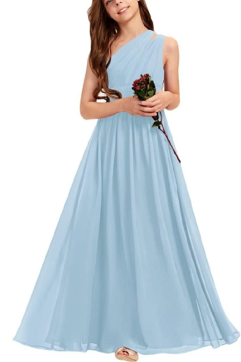 One Shoulder A-Line Junior Bridesmaid Dress B0C69DBSKL - COCOMELODY