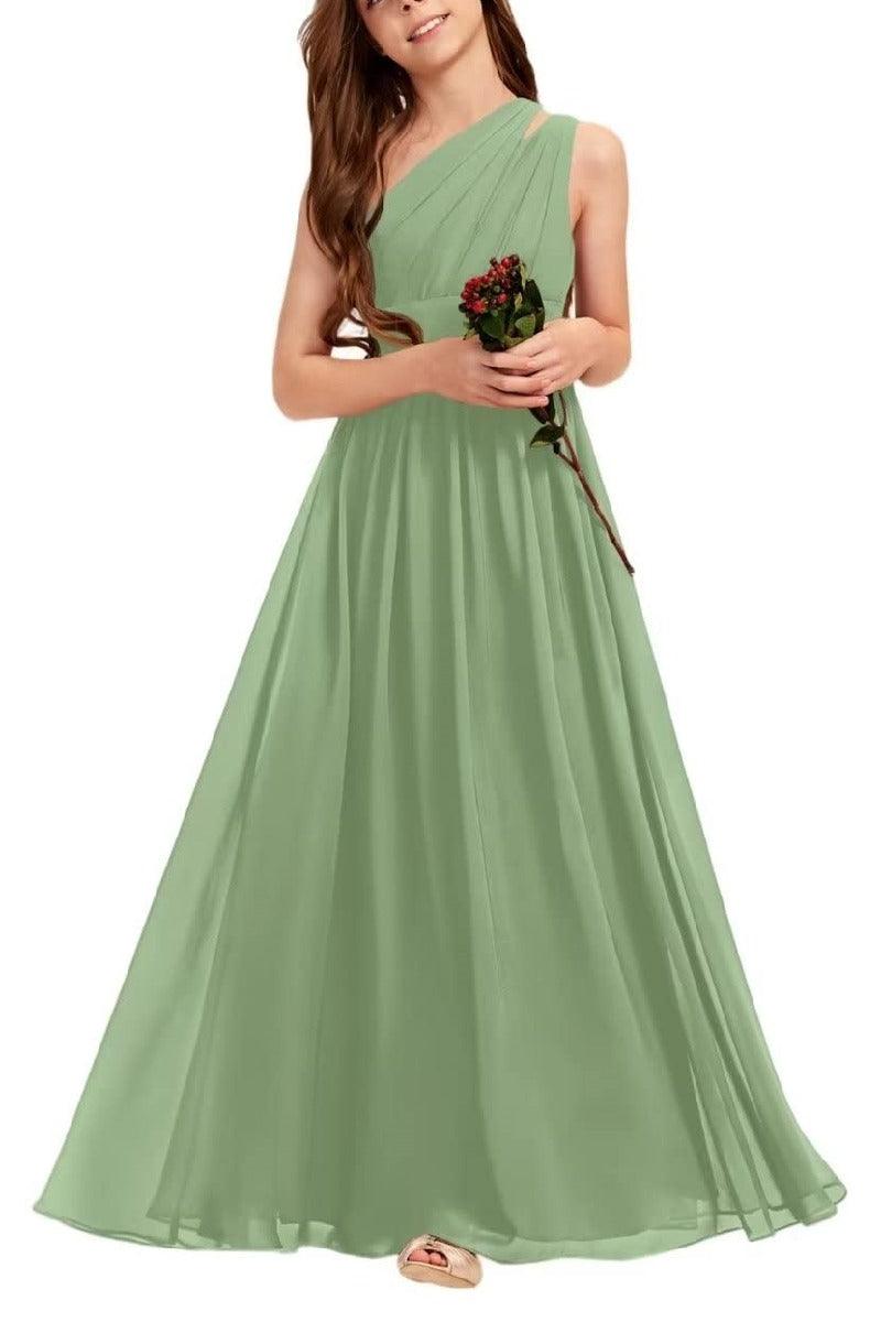 One Shoulder A-Line Junior Bridesmaid Dress B0C69DBSKL - COCOMELODY