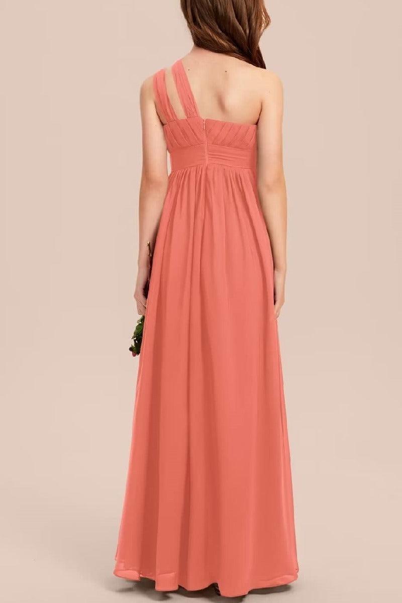One Shoulder A-Line Junior Bridesmaid Dress B0C69DBSKL - COCOMELODY