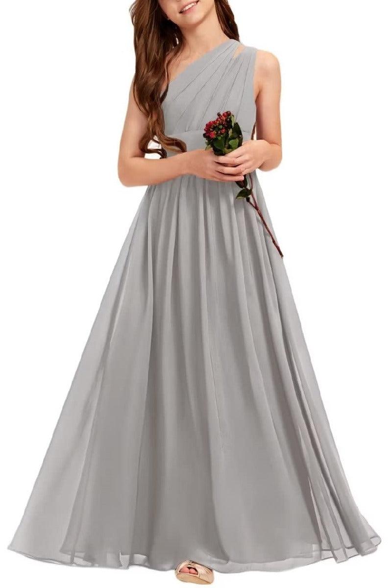 One Shoulder A-Line Junior Bridesmaid Dress B0C69DBSKL - COCOMELODY