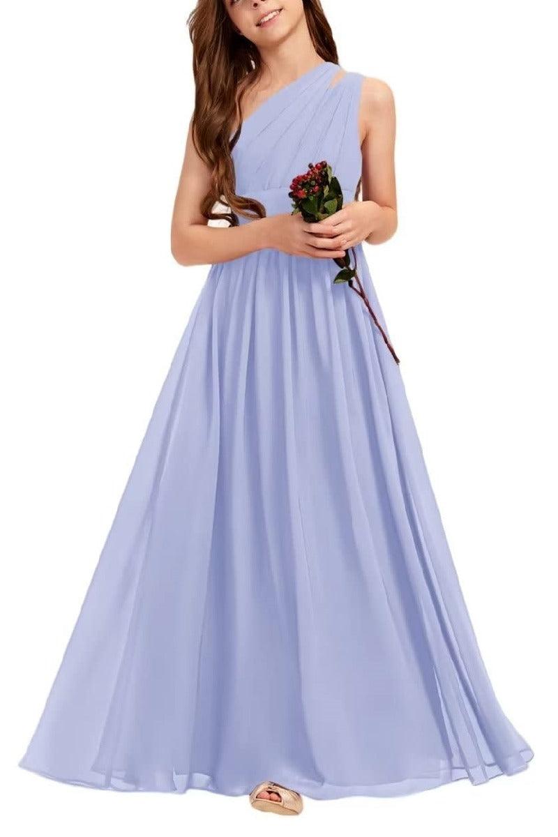 One Shoulder A-Line Junior Bridesmaid Dress B0C69DBSKL - COCOMELODY