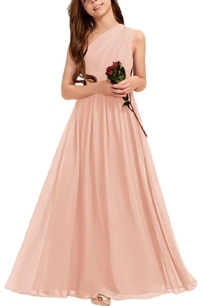 One Shoulder A-Line Junior Bridesmaid Dress B0C69DBSKL - COCOMELODY