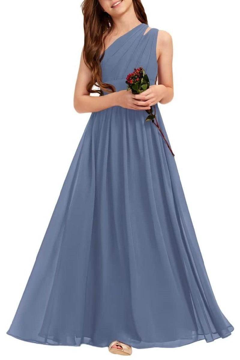 One Shoulder A-Line Chiffon Junior Bridesmaid Dress for Wedding COCOMELODY B0C69DBSKL, Dusty Blue One Shoulder A-Line Chiffon Junior Bridesmaid Dress for Wedding COCOMELODY B0C69DBSKL, Dusty Blue