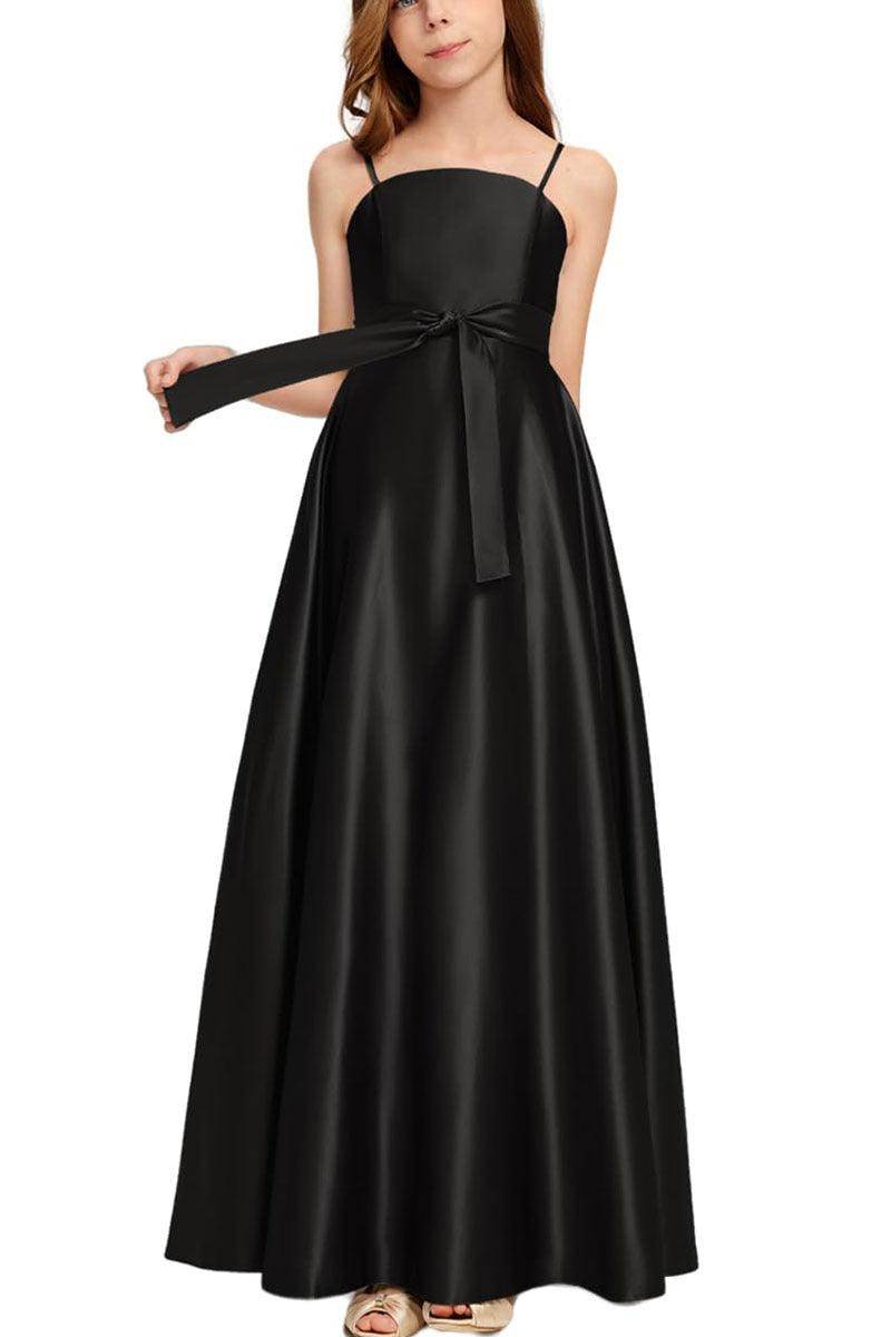black satin junior bridesmaid dresses Azazie Christen Junior