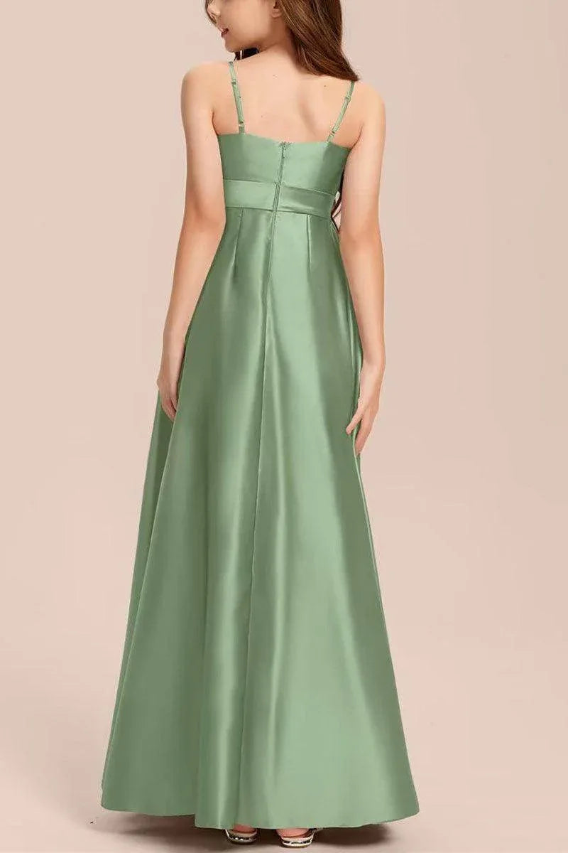 Junior Bridesmaid Dress Square Neck Satin A-Line Gown with Bow COCOMELODY B0C7KY63LX Junior Bridesmaid Dress Square Neck Satin A-Line Gown with Bow COCOMELODY B0C7KY63LX