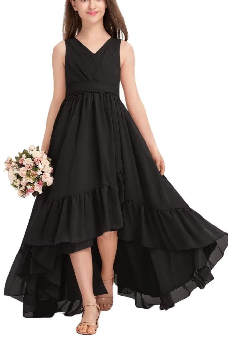 Junior Bridesmaid Dress High-Low Chiffon Gown B0CJDQ8SB2 - COCOMELODY