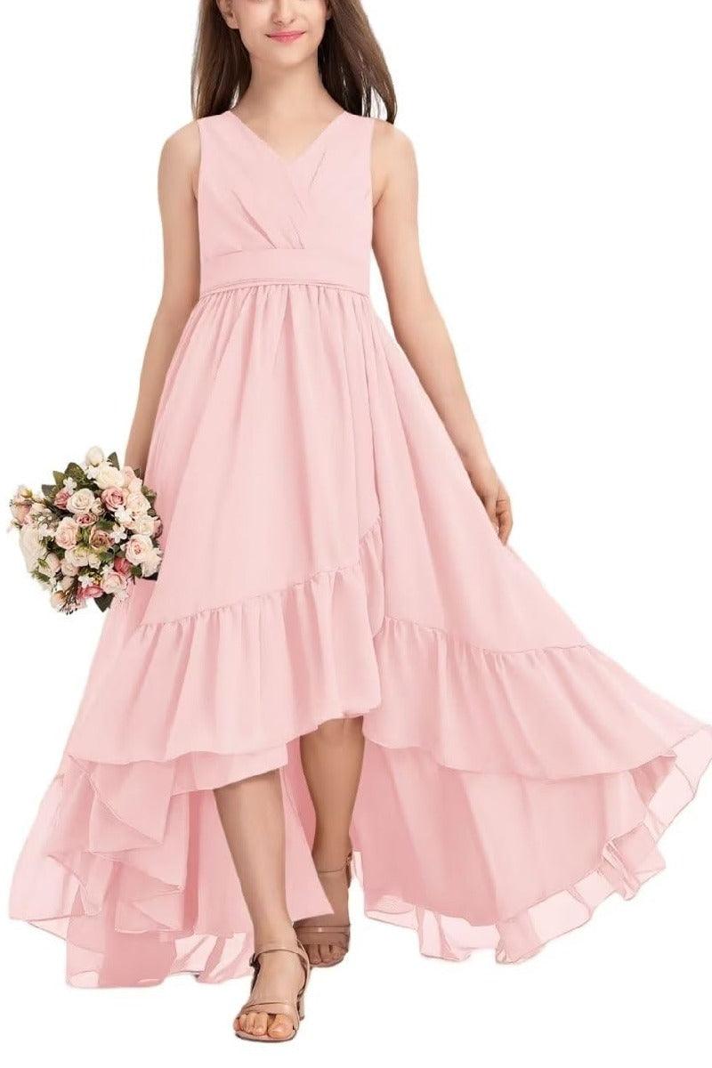 Junior Bridesmaid Dress High-Low Chiffon Gown B0CJDQ8SB2 - COCOMELODY