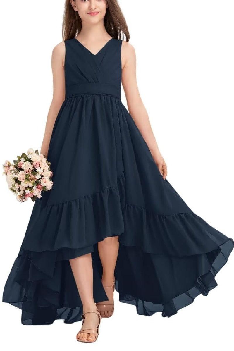 Junior Bridesmaid Dress High-Low Chiffon Gown B0CJDQ8SB2 - COCOMELODY