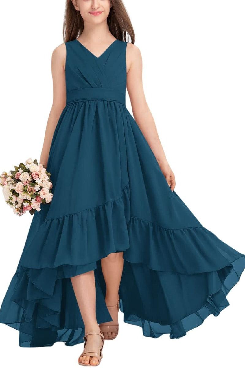 Junior Bridesmaid Dress High-Low Chiffon Gown B0CJDQ8SB2 - COCOMELODY