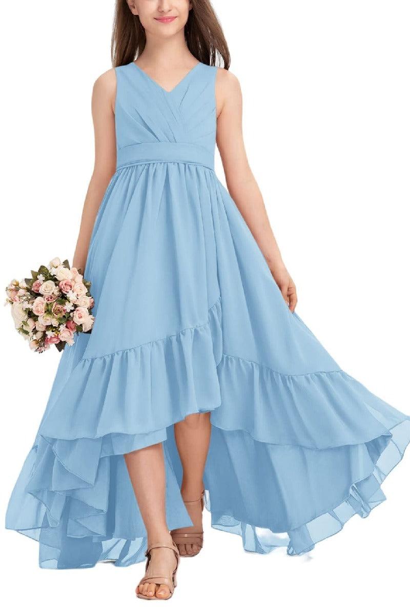 Junior Bridesmaid Dress High-Low Chiffon Gown B0CJDQ8SB2 - COCOMELODY