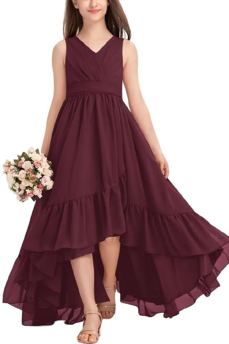 Junior Bridesmaid Dress High-Low Chiffon Gown B0CJDQ8SB2 - COCOMELODY
