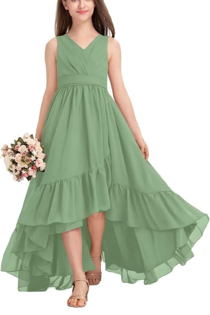 Junior Bridesmaid Dress High-Low Chiffon Gown B0CJDQ8SB2 - COCOMELODY