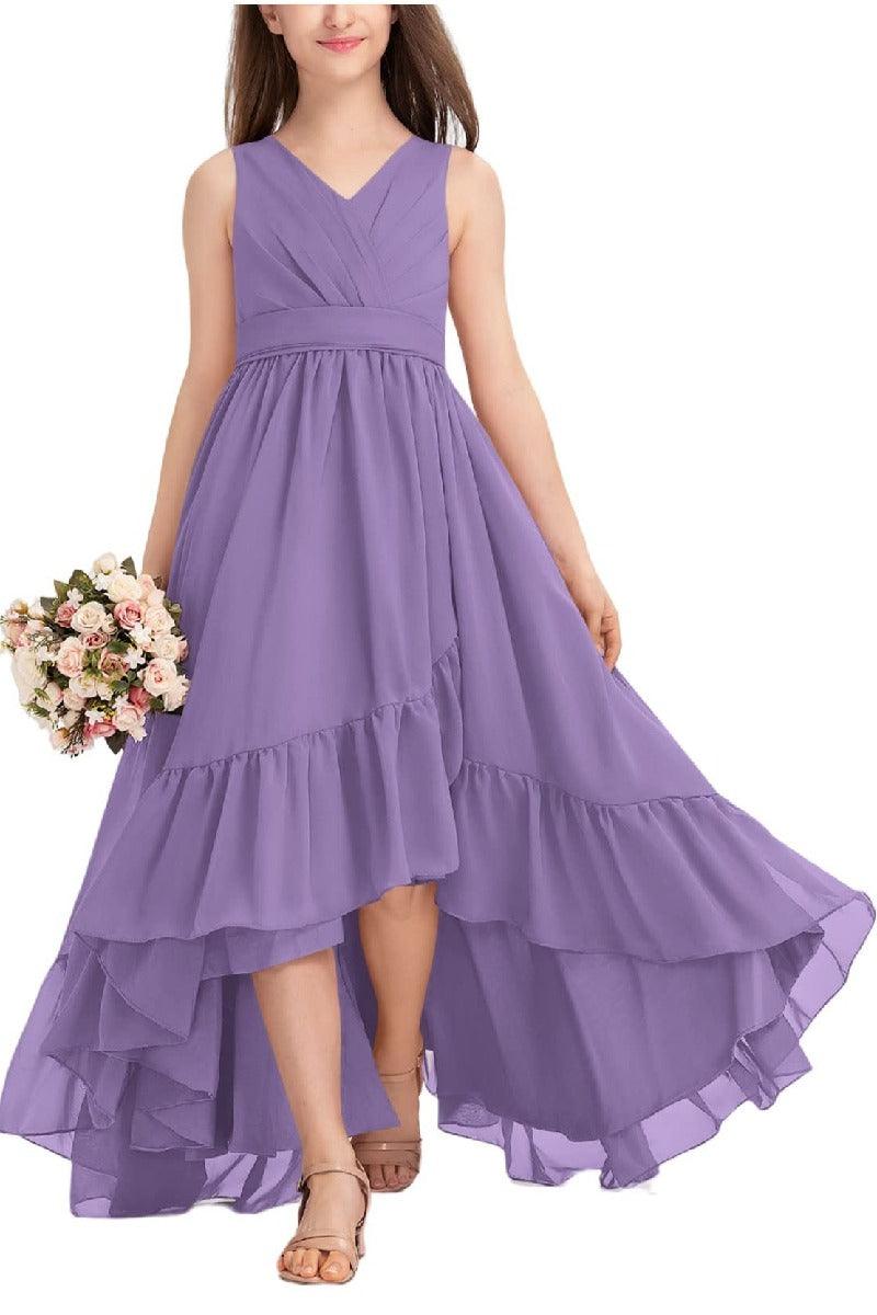 Junior Bridesmaid Dress High-Low Chiffon Gown B0CJDQ8SB2 - COCOMELODY