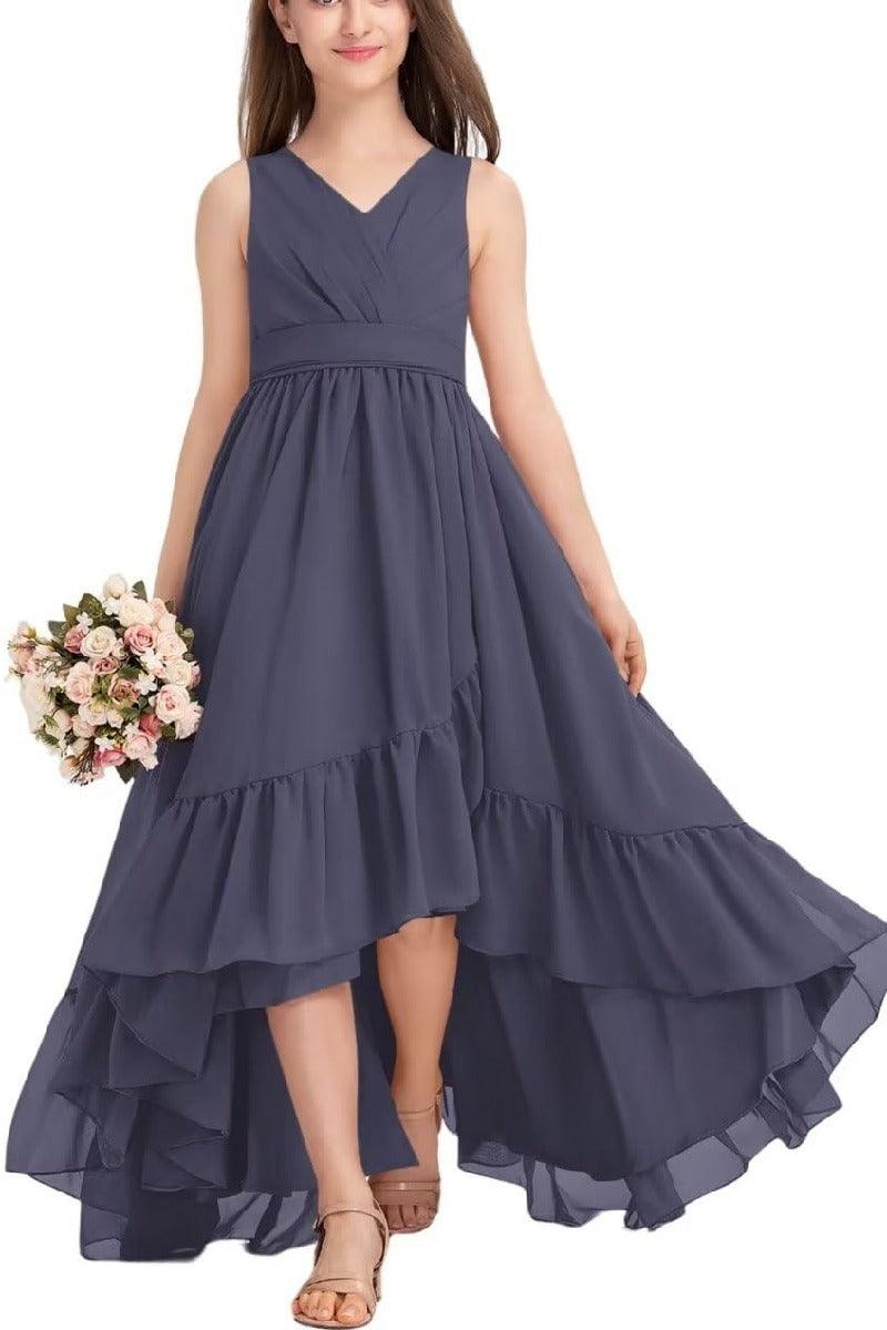 Junior Bridesmaid Dress High-Low Chiffon Gown B0CJDQ8SB2 - COCOMELODY