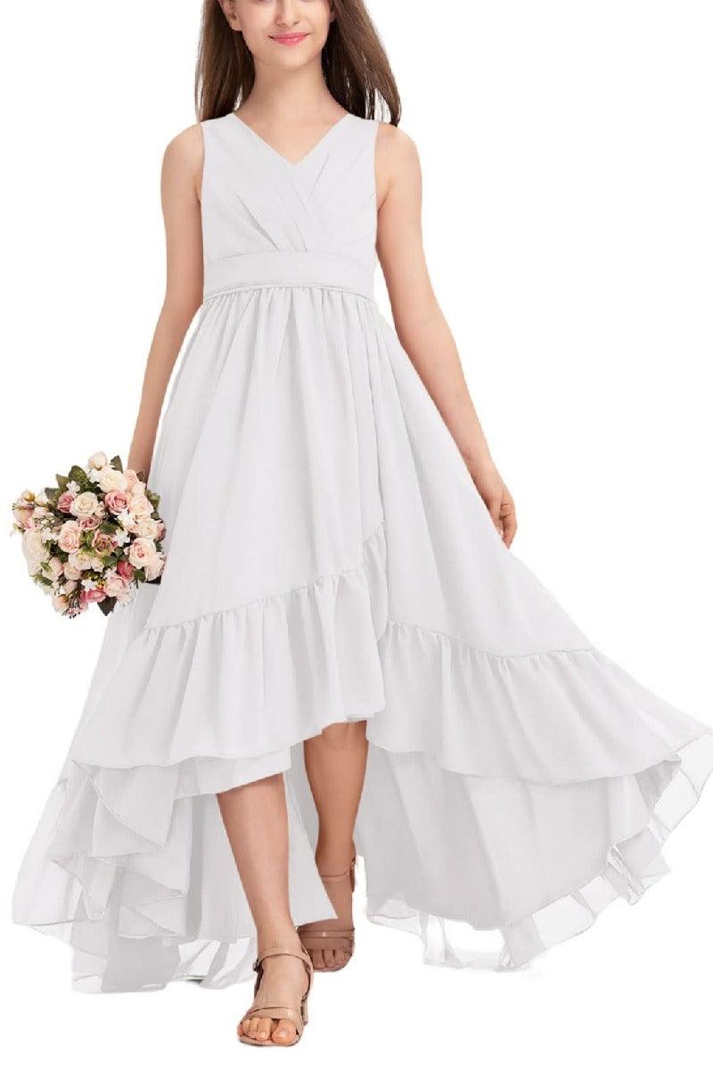 Junior Bridesmaid Dress High-Low Chiffon Gown B0CJDQ8SB2 - COCOMELODY