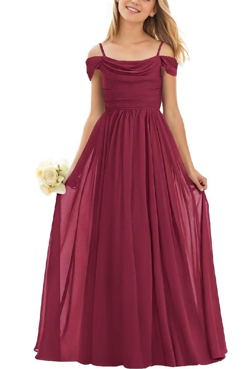 Floor Length Chiffon Junior Bridesmaid Dress B0DFVKW1HW - COCOMELODY