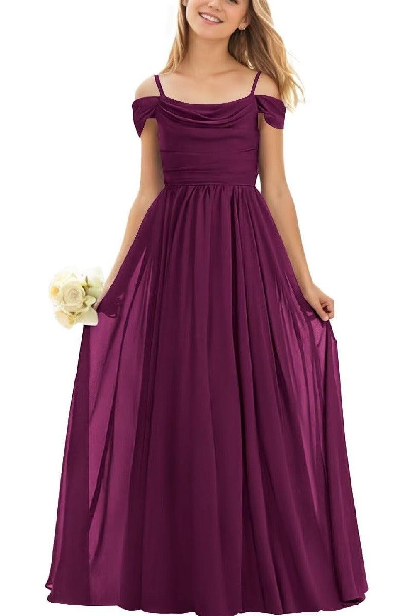 Floor Length Chiffon Junior Bridesmaid Dress B0DFVKW1HW - COCOMELODY