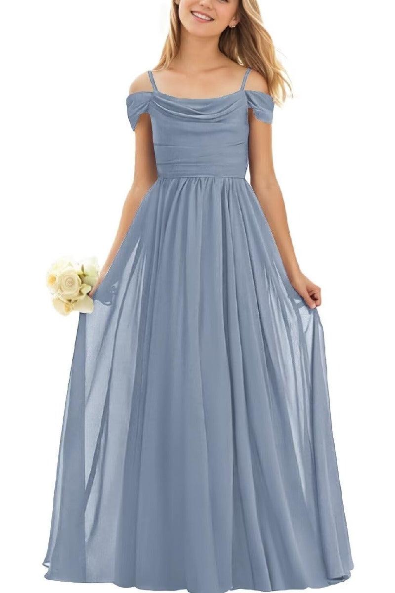Floor Length Chiffon Junior Bridesmaid Dress B0DFVKW1HW - COCOMELODY