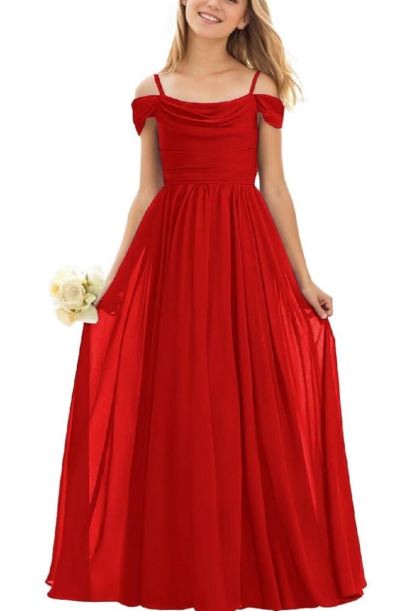 Floor Length Chiffon Junior Bridesmaid Dress B0DFVKW1HW - COCOMELODY