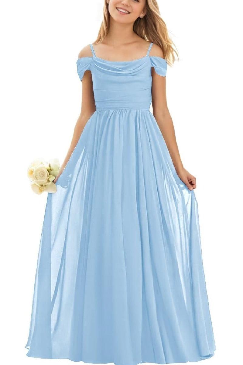 Floor Length Chiffon Junior Bridesmaid Dress B0DFVKW1HW - COCOMELODY