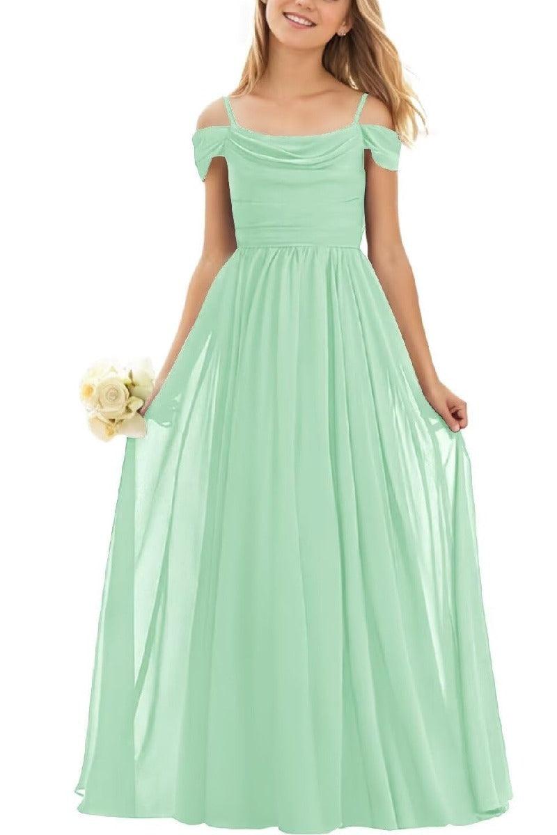 Floor Length Chiffon Junior Bridesmaid Dress B0DFVKW1HW - COCOMELODY