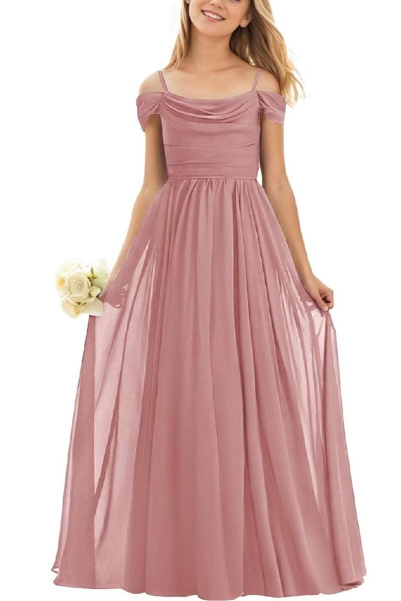 Floor Length Chiffon Junior Bridesmaid Dress B0DFVKW1HW - COCOMELODY