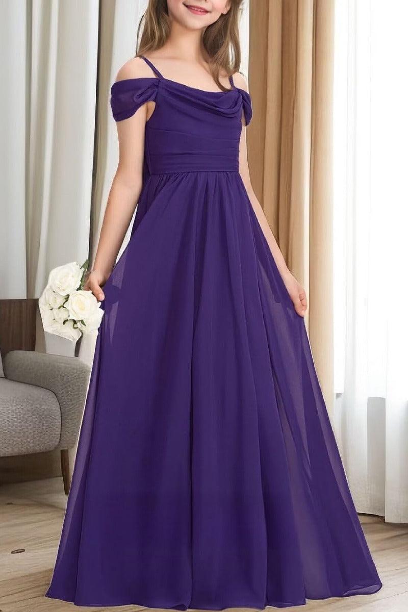 Floor Length Chiffon Junior Bridesmaid Dress B0DFVKW1HW - COCOMELODY