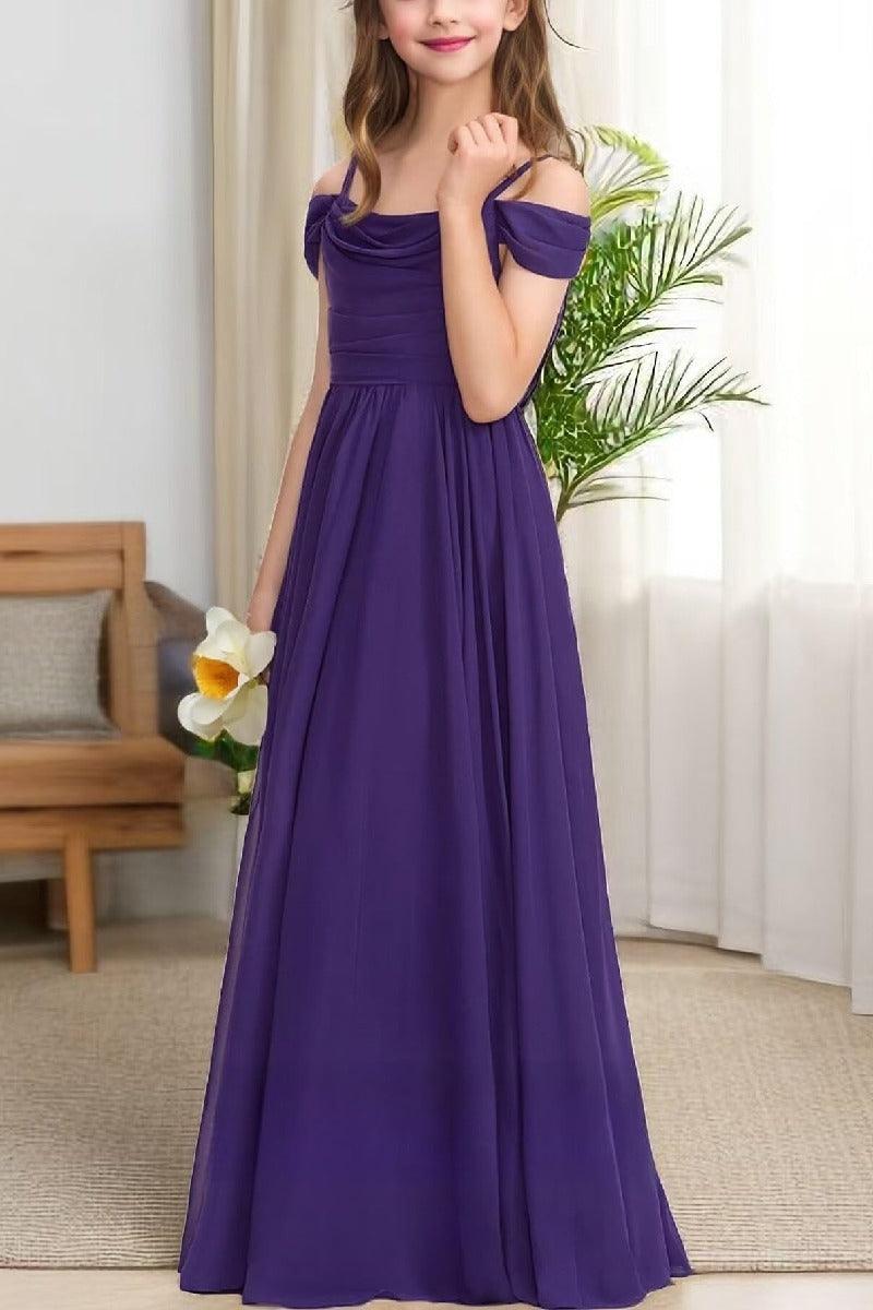Floor Length Chiffon Junior Bridesmaid Dress B0DFVKW1HW - COCOMELODY