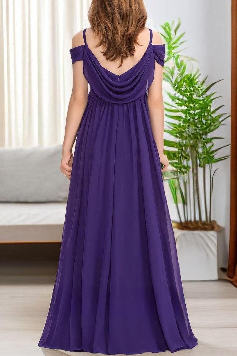 Floor Length Chiffon Junior Bridesmaid Dress B0DFVKW1HW - COCOMELODY