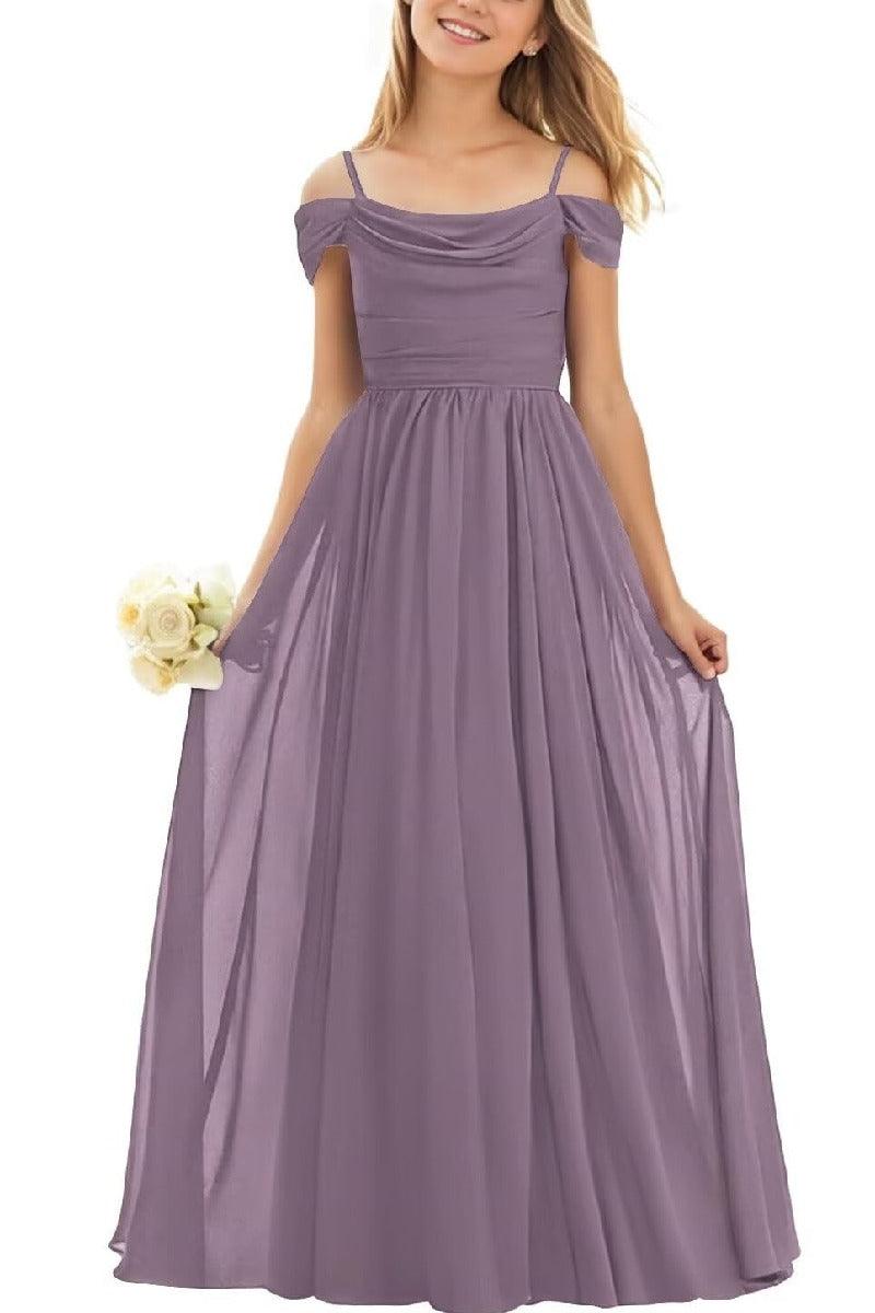 Floor Length Chiffon Junior Bridesmaid Dress B0DFVKW1HW - COCOMELODY