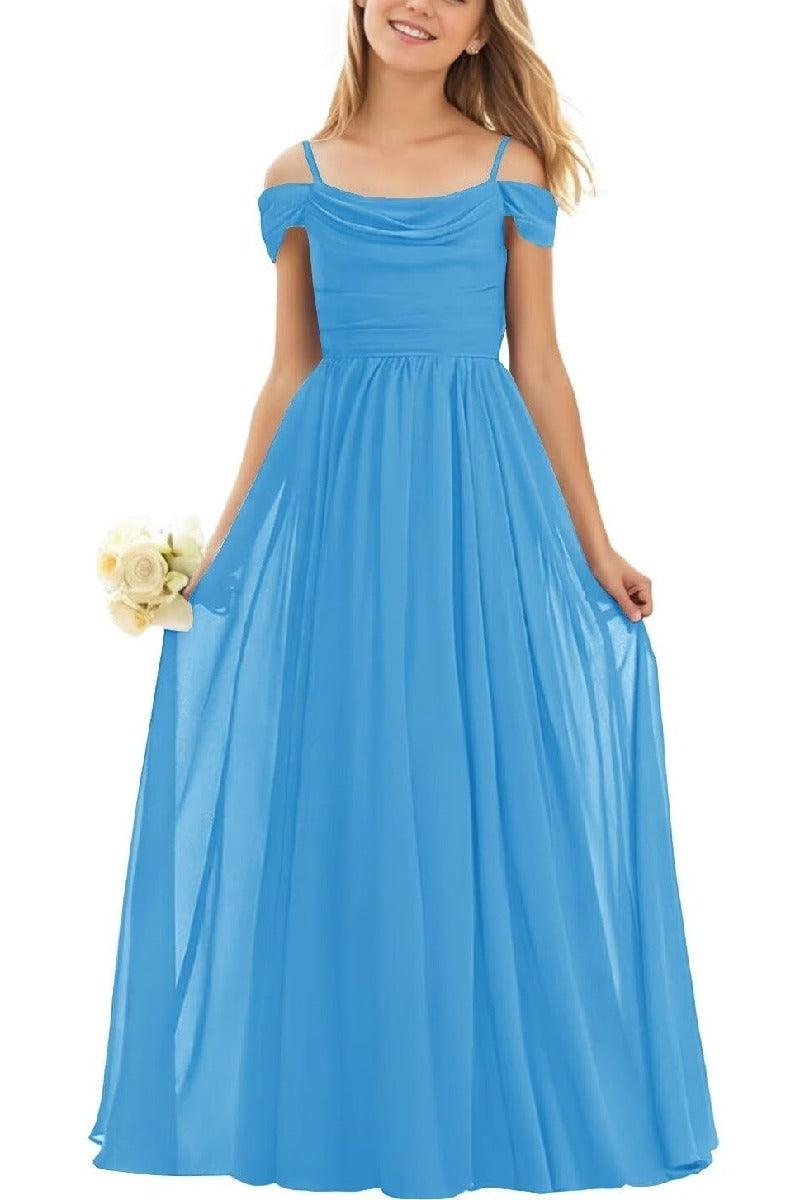 Floor Length Chiffon Junior Bridesmaid Dress B0DFVKW1HW - COCOMELODY