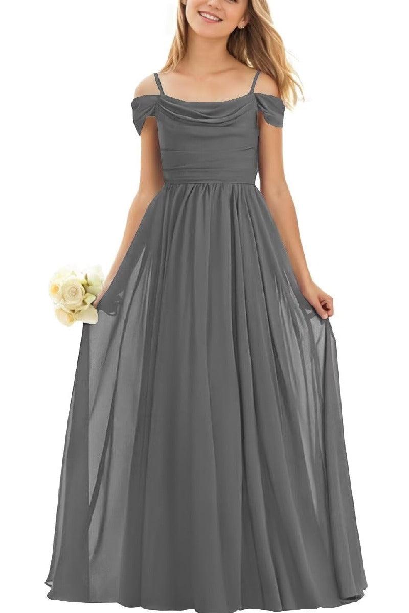 Floor Length Chiffon Junior Bridesmaid Dress B0DFVKW1HW - COCOMELODY