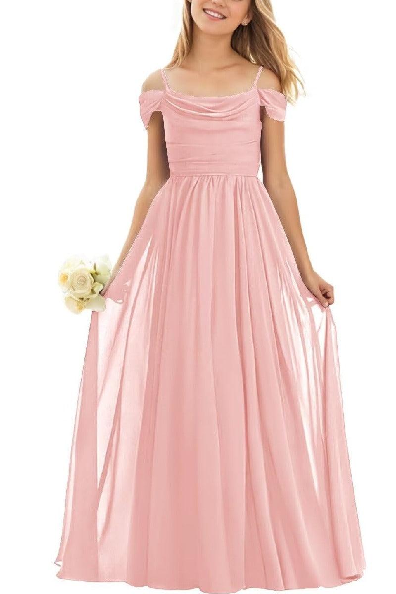 Floor Length Chiffon Junior Bridesmaid Dress B0DFVKW1HW - COCOMELODY