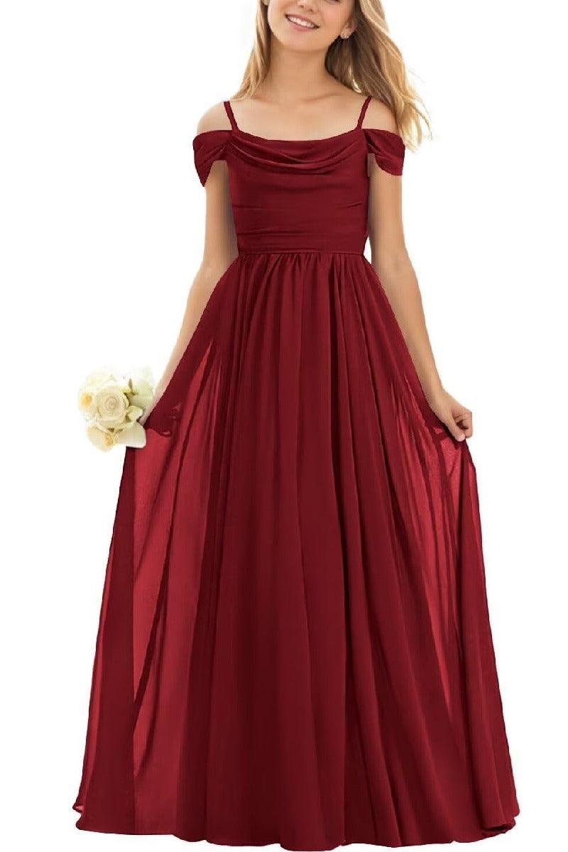 Floor Length Chiffon Junior Bridesmaid Dress B0DFVKW1HW - COCOMELODY